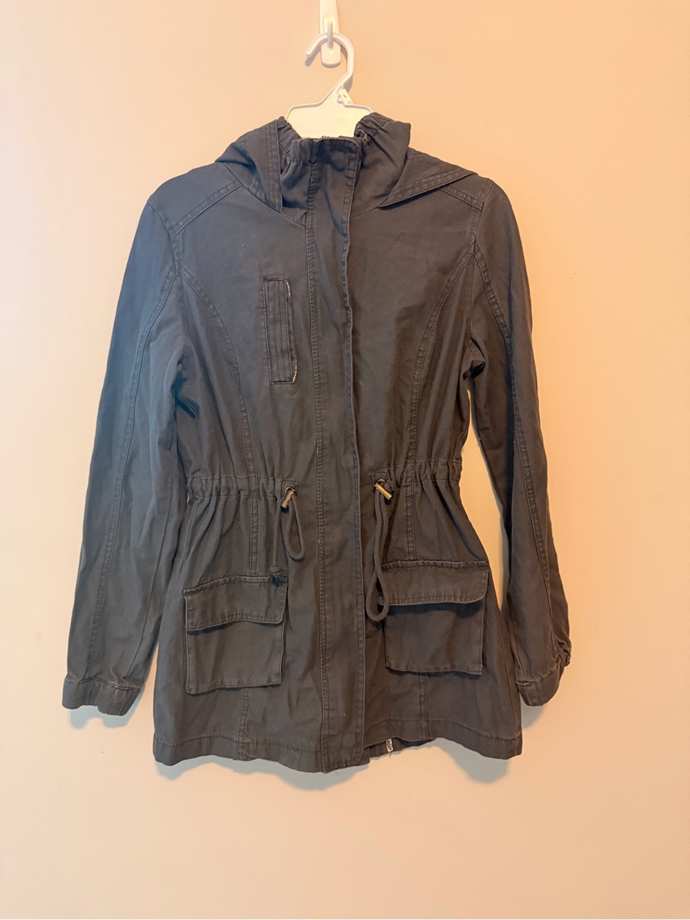 Cotton On Dark Olive Hooded Drawstring Utility Jacket